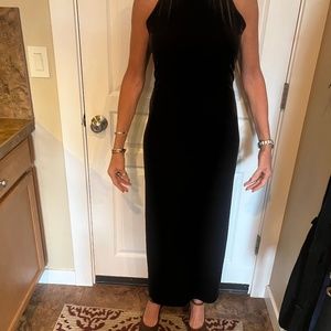 LAUNDRY By Shelli Segal velveteen brown long halter dress